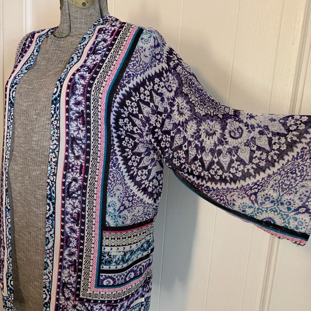 Express Cover Up Sheer Cardigan Small Mandala Beach Swim Pool Business Shirt
